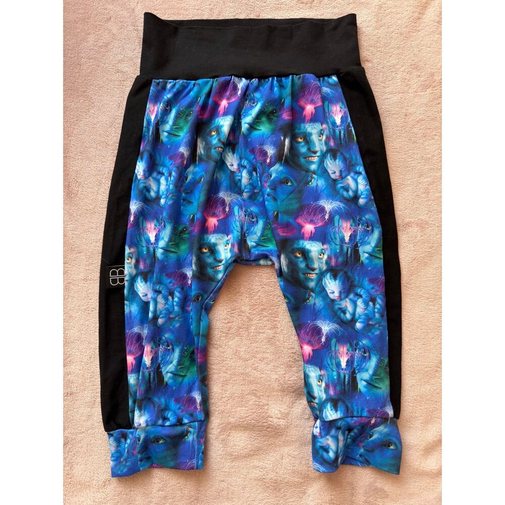 Avatar Movie Kids Jogger Pants Blue Graphic Print Harem Style Size 7